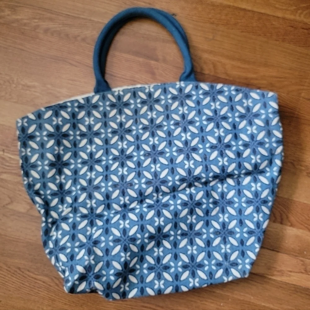 Large Handled Tote Printed Burlap Bag